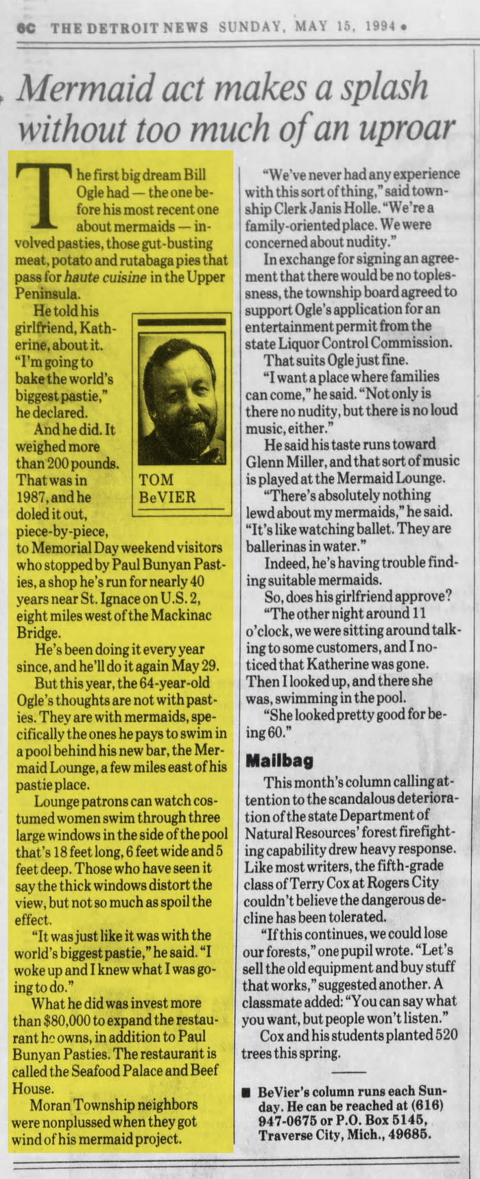 Paul Bunyan Pasties - May 15 1994 Article (newer photo)